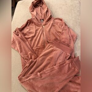 Felina Blush Pink velour Hoodie lounge set